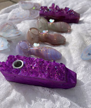 Load image into Gallery viewer, Violet Aura Quartz Crystal Gemstone Cluster Pipe
